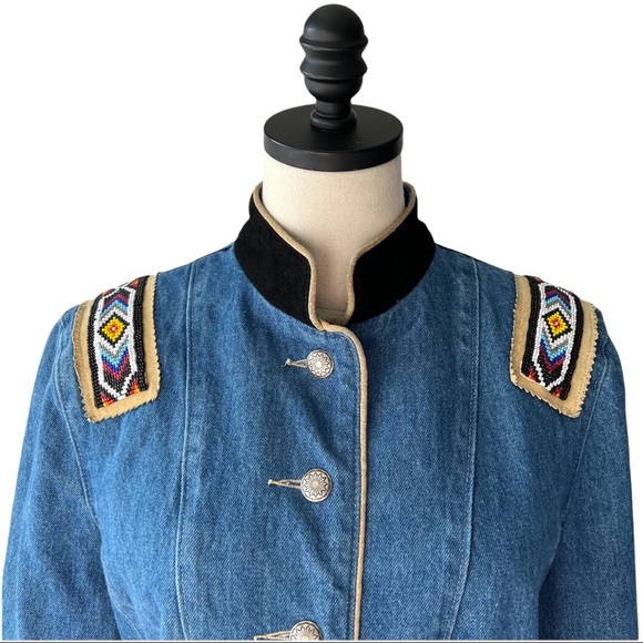 Phoenix USA Frontier Collection Beaded Denim Jacket | L (see measurements) - Picture 2 of 9